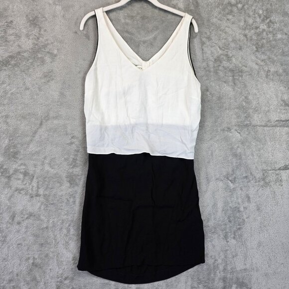 Sandro Dress Womens Medium Black White Sleeveless Bow Back Mini Made In Tunisia - Picture 1 of 9